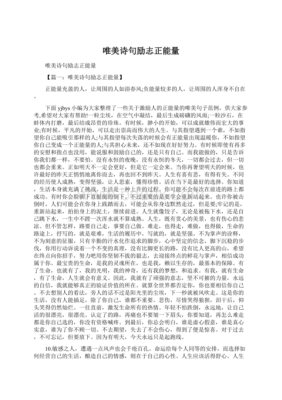 唯美诗句励志正能量文档格式.docx