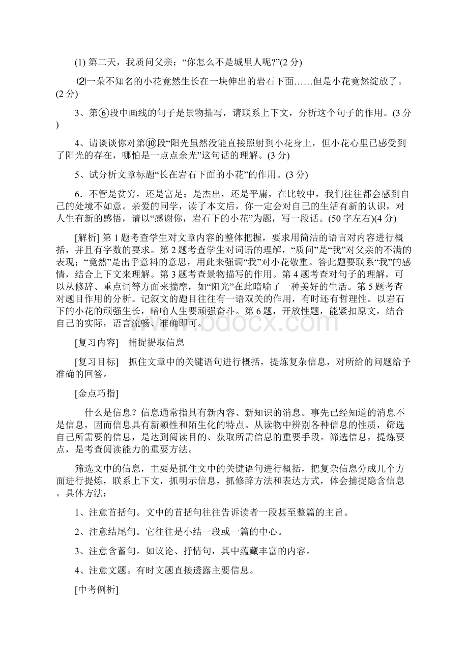 中考语文复习现代文阅读答题技巧课件+复习教案+训练4份2Word下载.docx_第3页