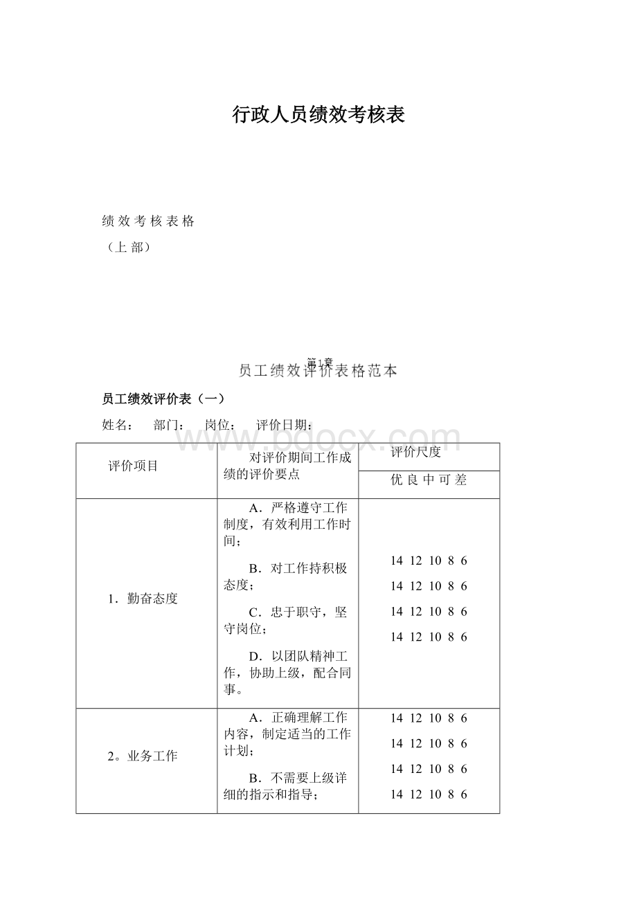 行政人员绩效考核表.docx