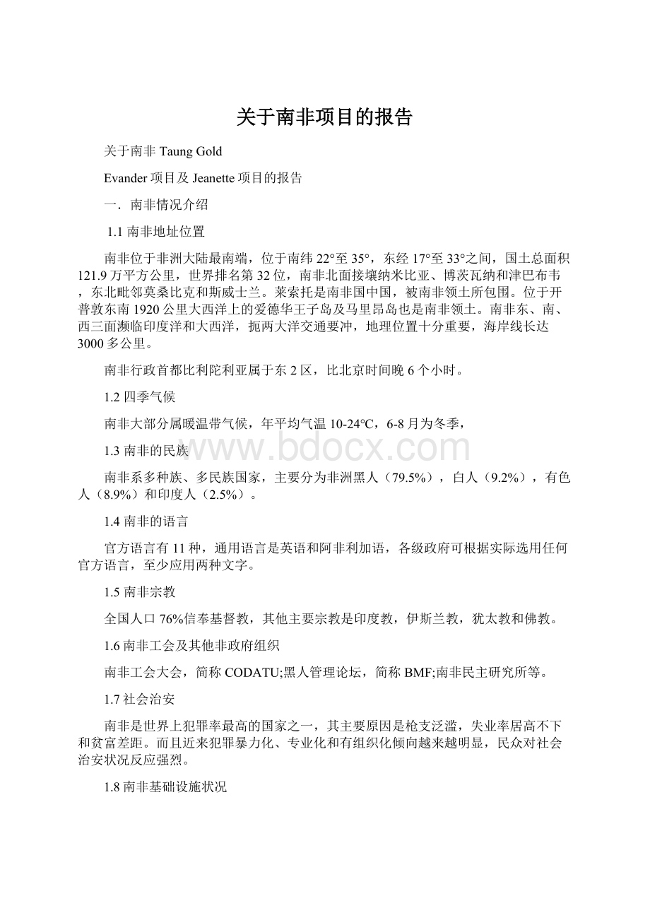 关于南非项目的报告.docx