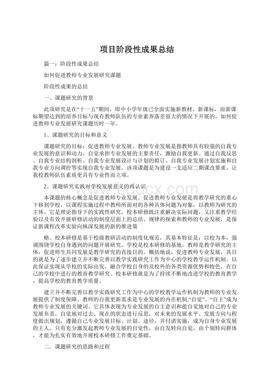 项目阶段性成果总结Word文档下载推荐.docx