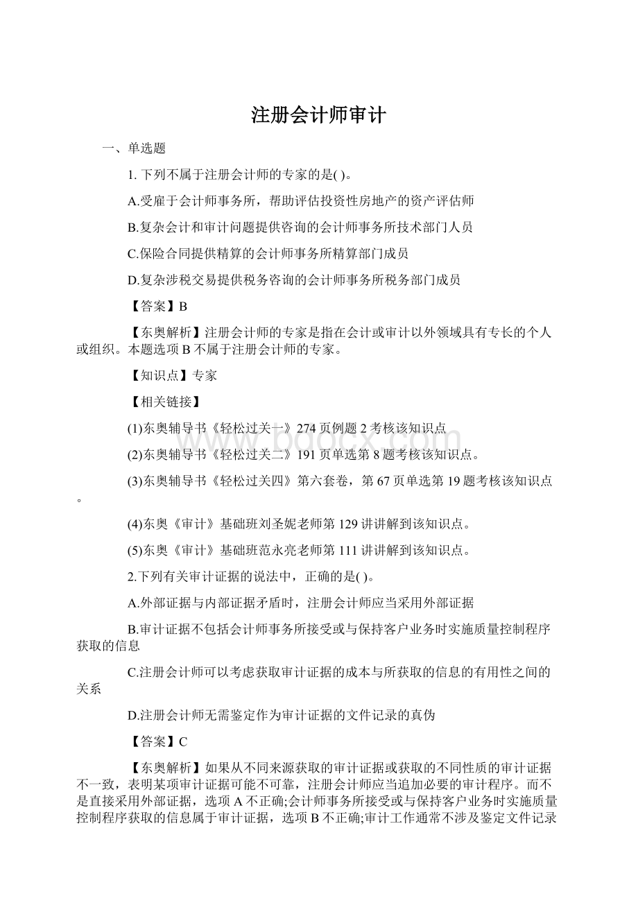 注册会计师审计文档格式.docx