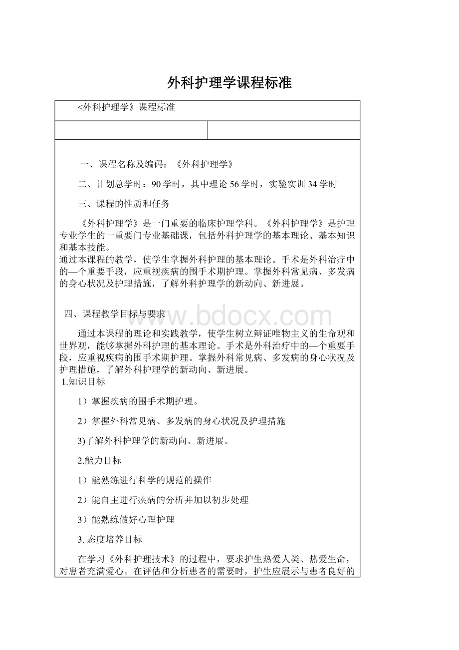 外科护理学课程标准.docx_第1页