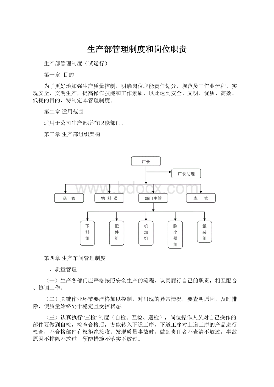 生产部管理制度和岗位职责.docx_第1页