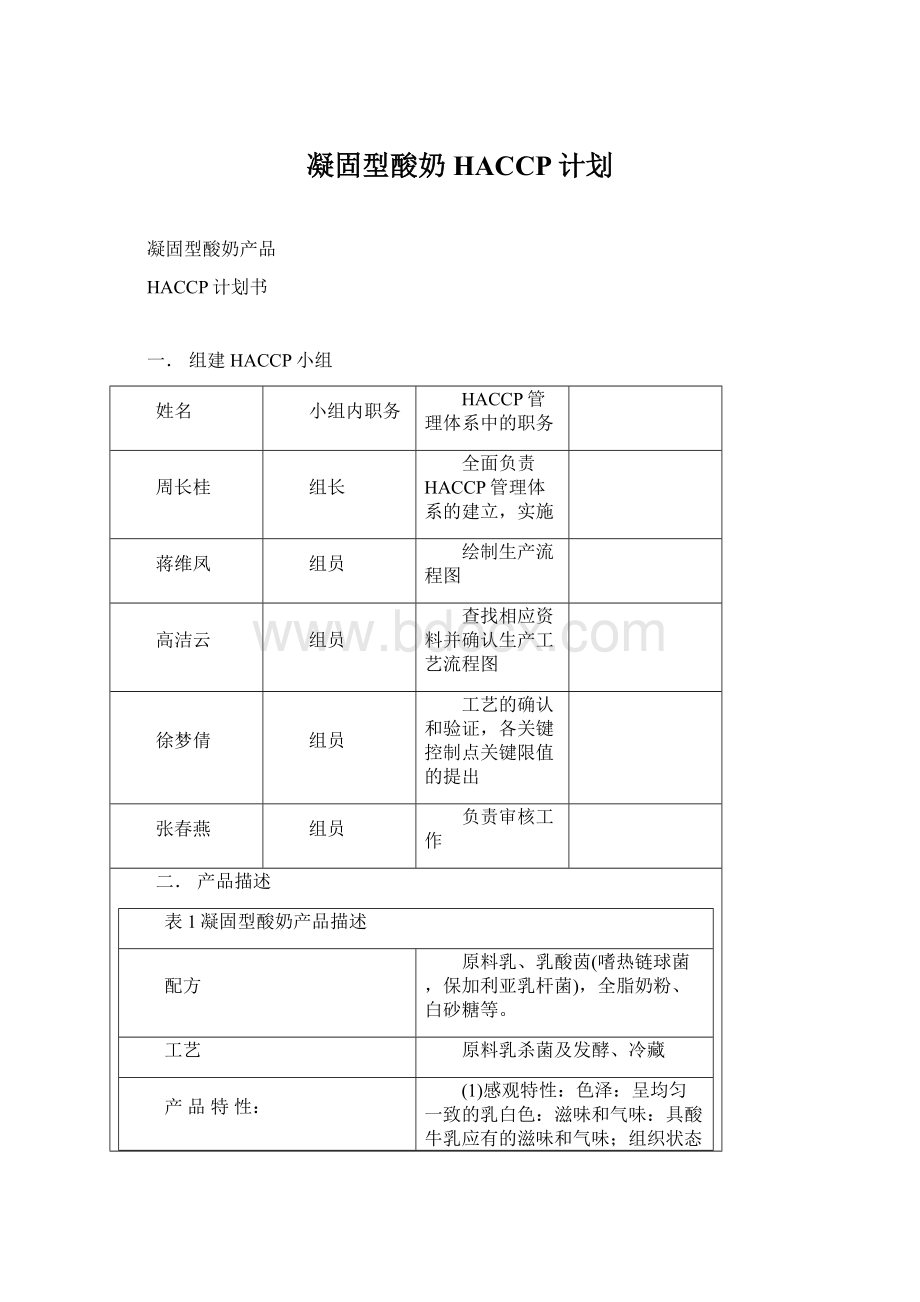 凝固型酸奶HACCP计划.docx_第1页