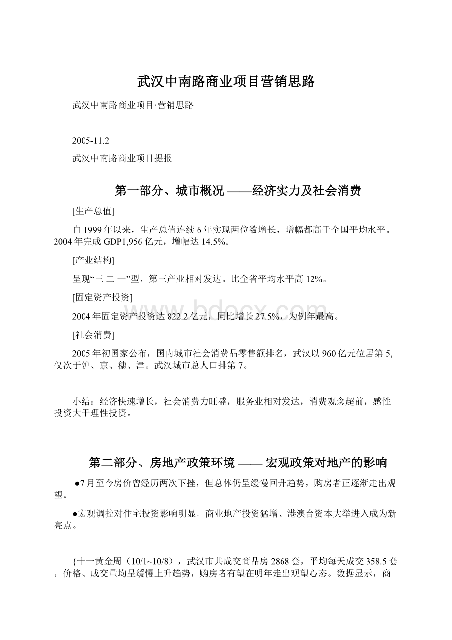 武汉中南路商业项目营销思路文档格式.docx