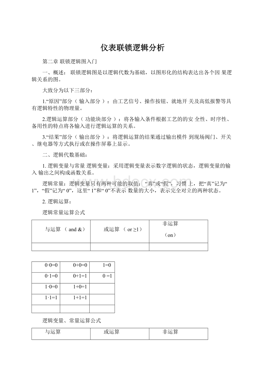 仪表联锁逻辑分析Word文档下载推荐.docx_第1页