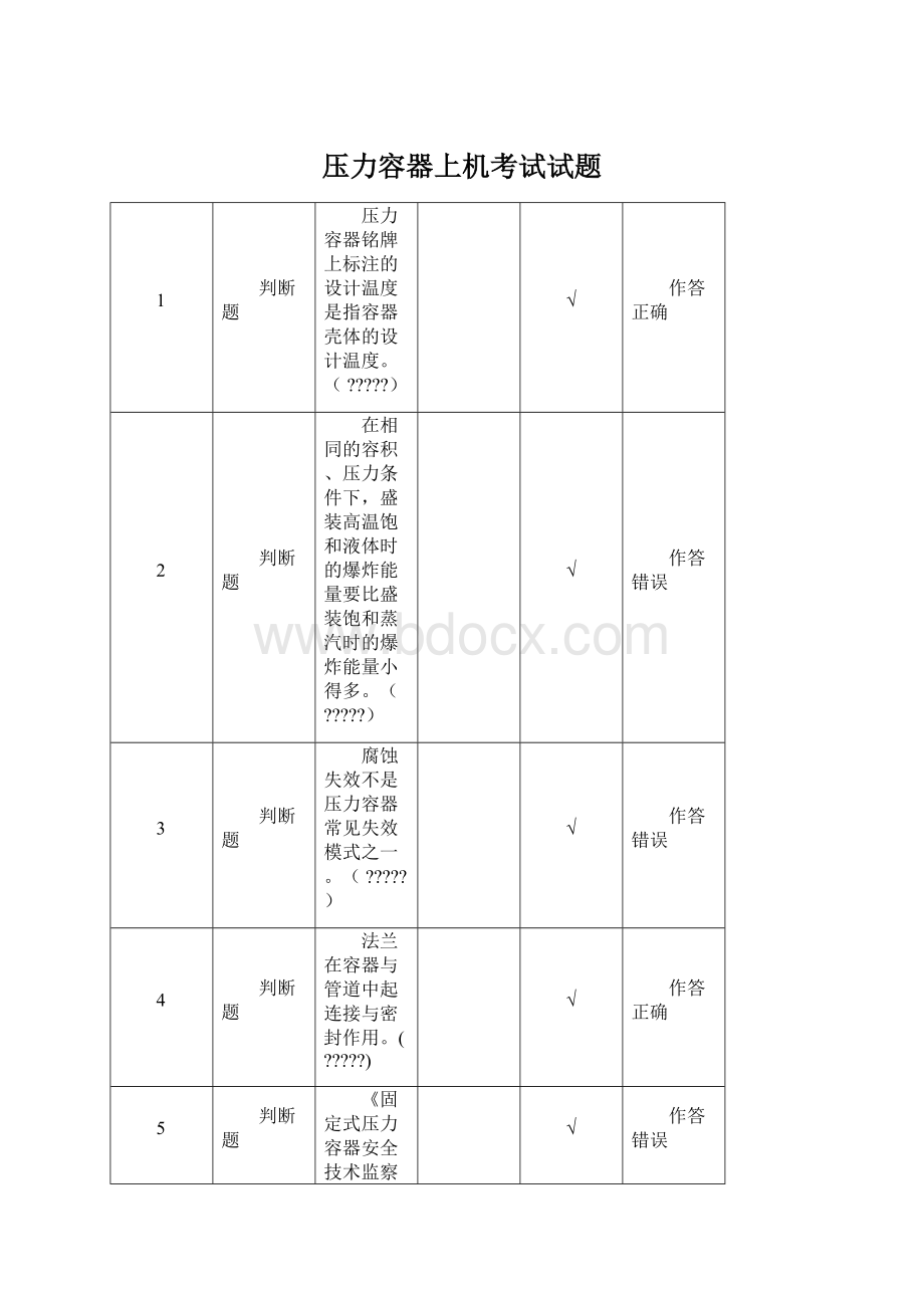 压力容器上机考试试题Word格式文档下载.docx_第1页