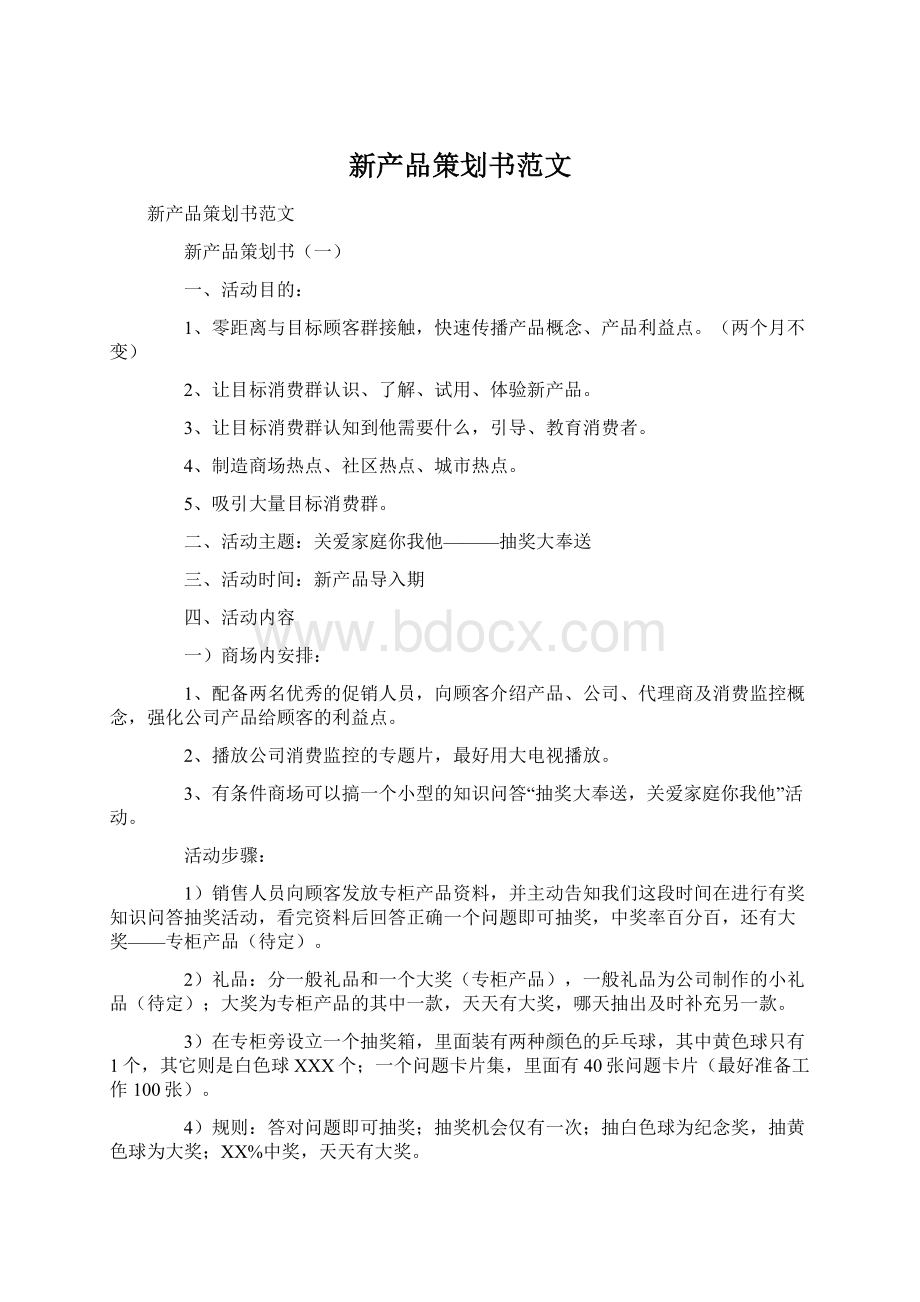 新产品策划书范文Word文档格式.docx