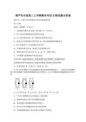 葫芦岛市届高三上学期期末考试 生物试题含答案文档格式.docx