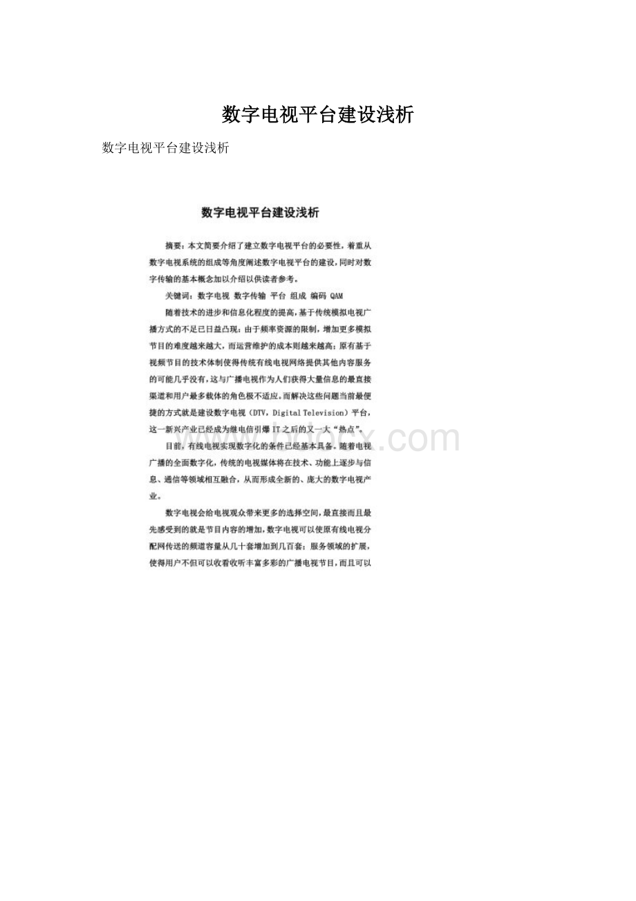 数字电视平台建设浅析.docx