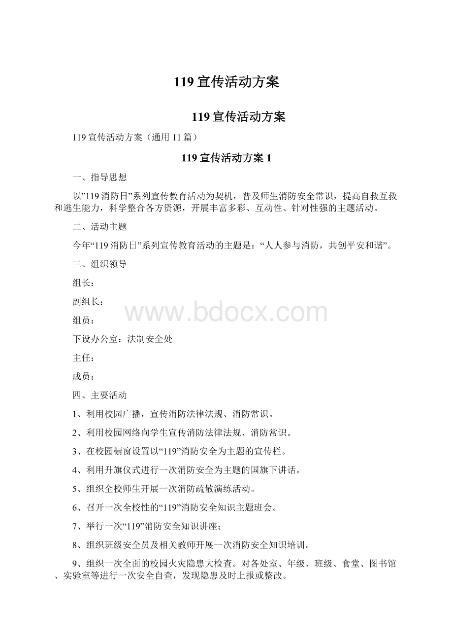 119宣传活动方案Word格式.docx