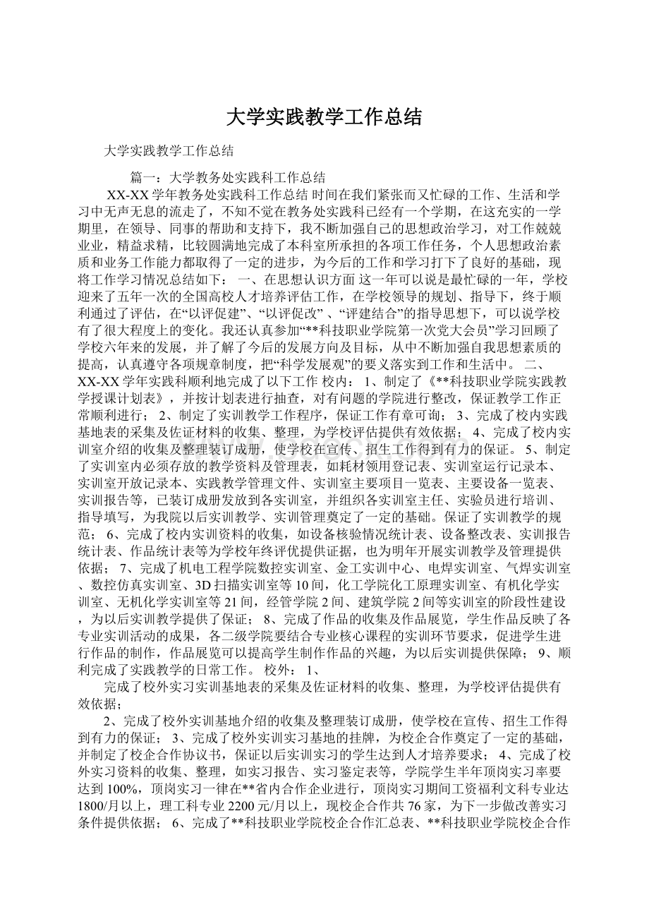 大学实践教学工作总结Word文档下载推荐.docx