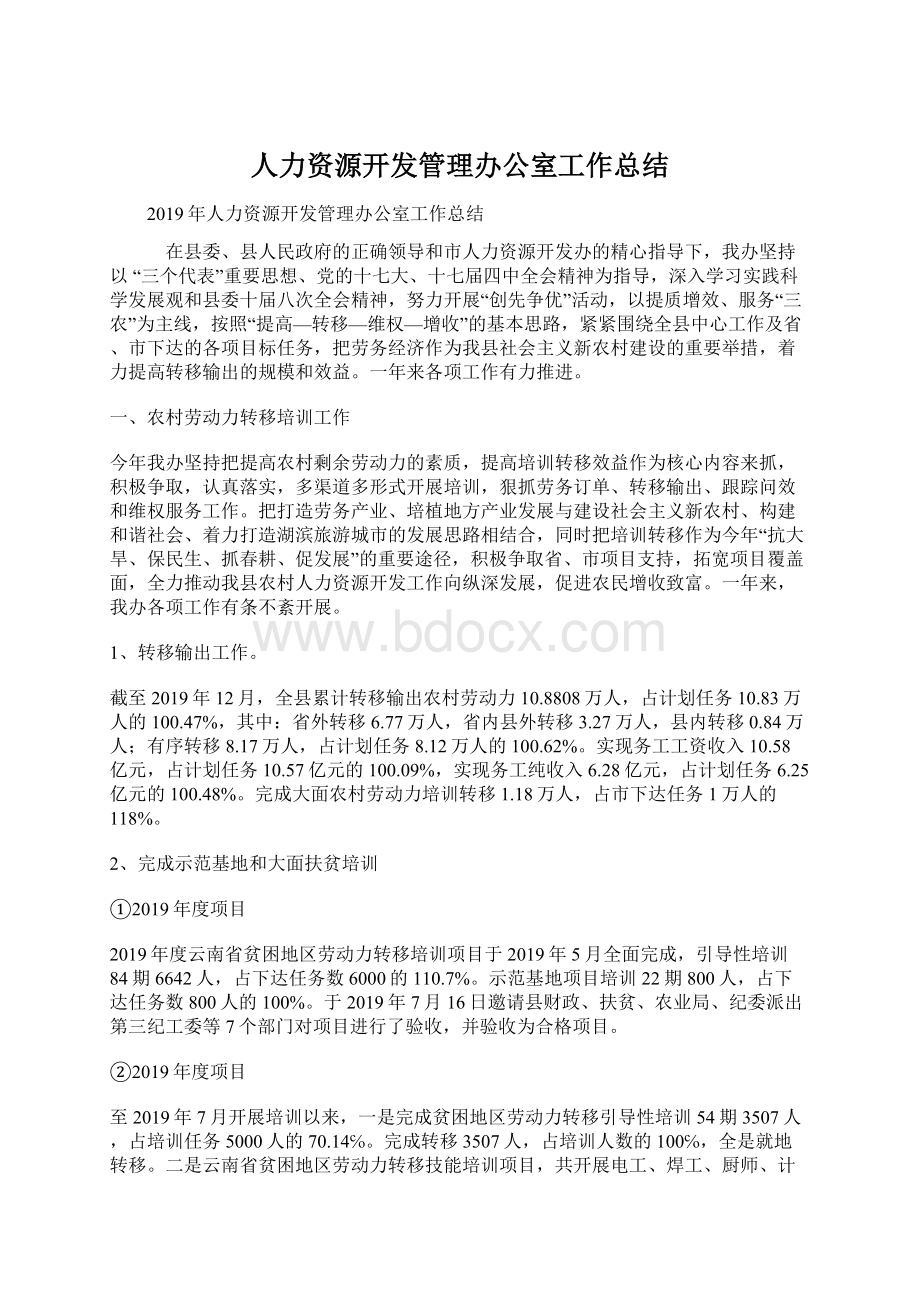 人力资源开发管理办公室工作总结.docx