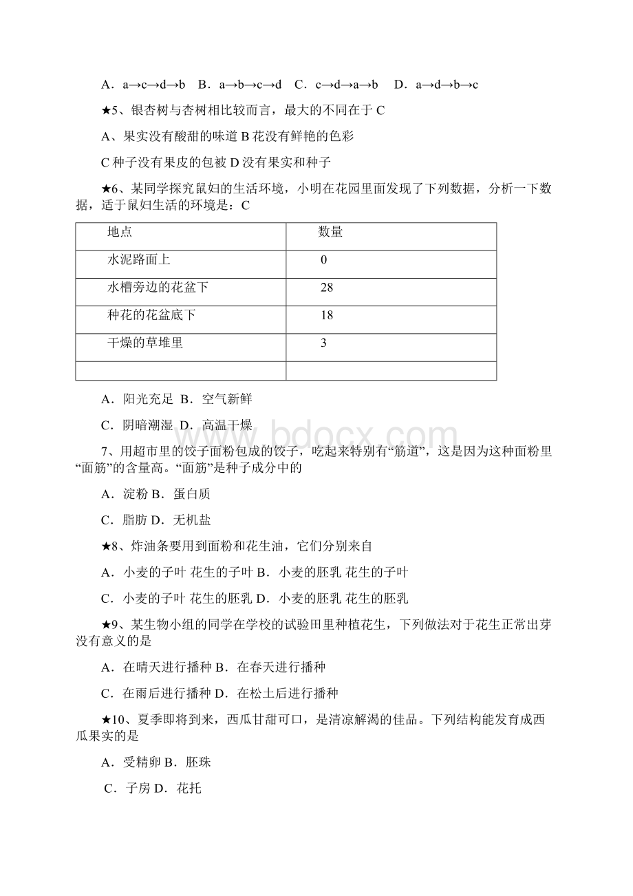 新人教版生物中考模拟试题及答案.docx_第2页