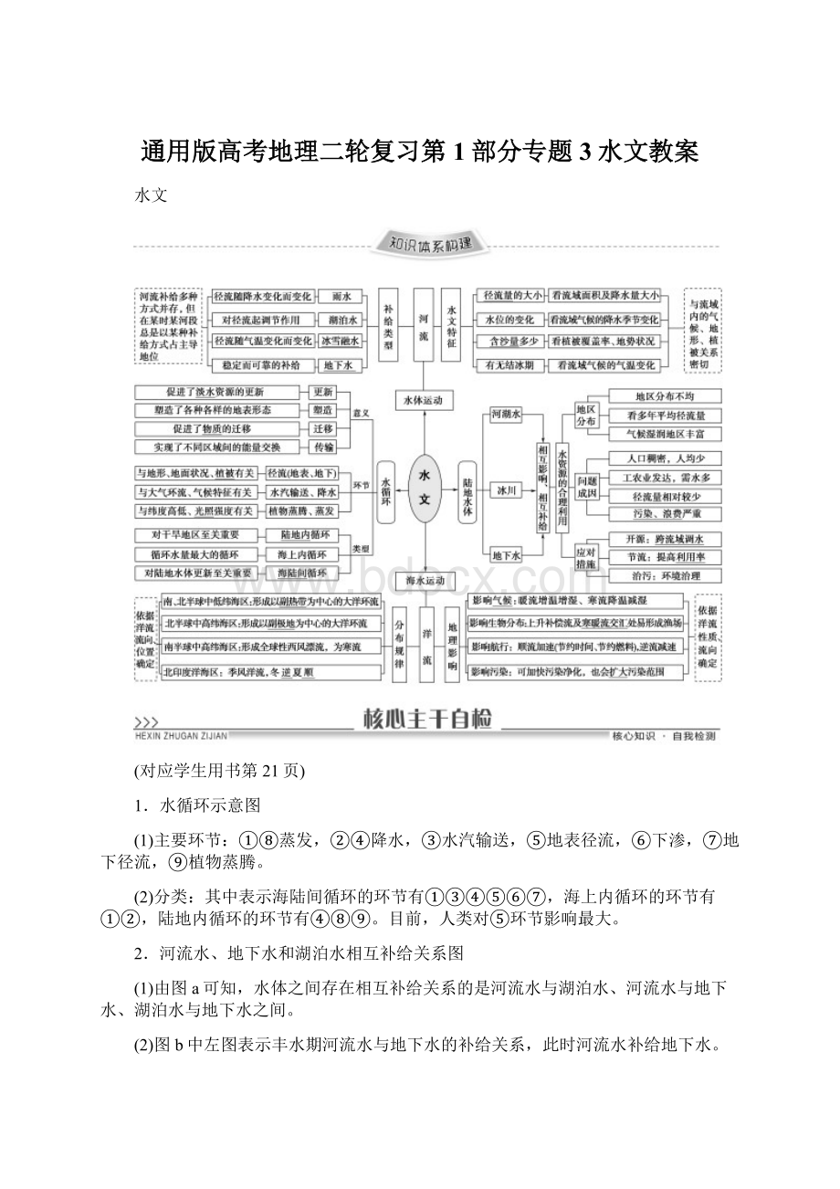 通用版高考地理二轮复习第1部分专题3水文教案.docx