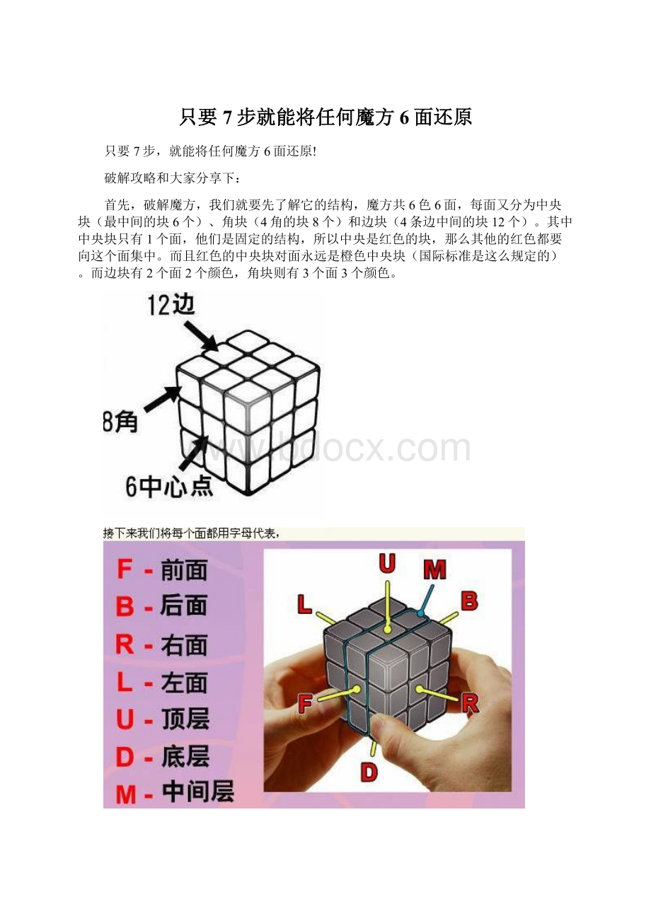 只要7步就能将任何魔方6面还原Word文档下载推荐.docx_第1页