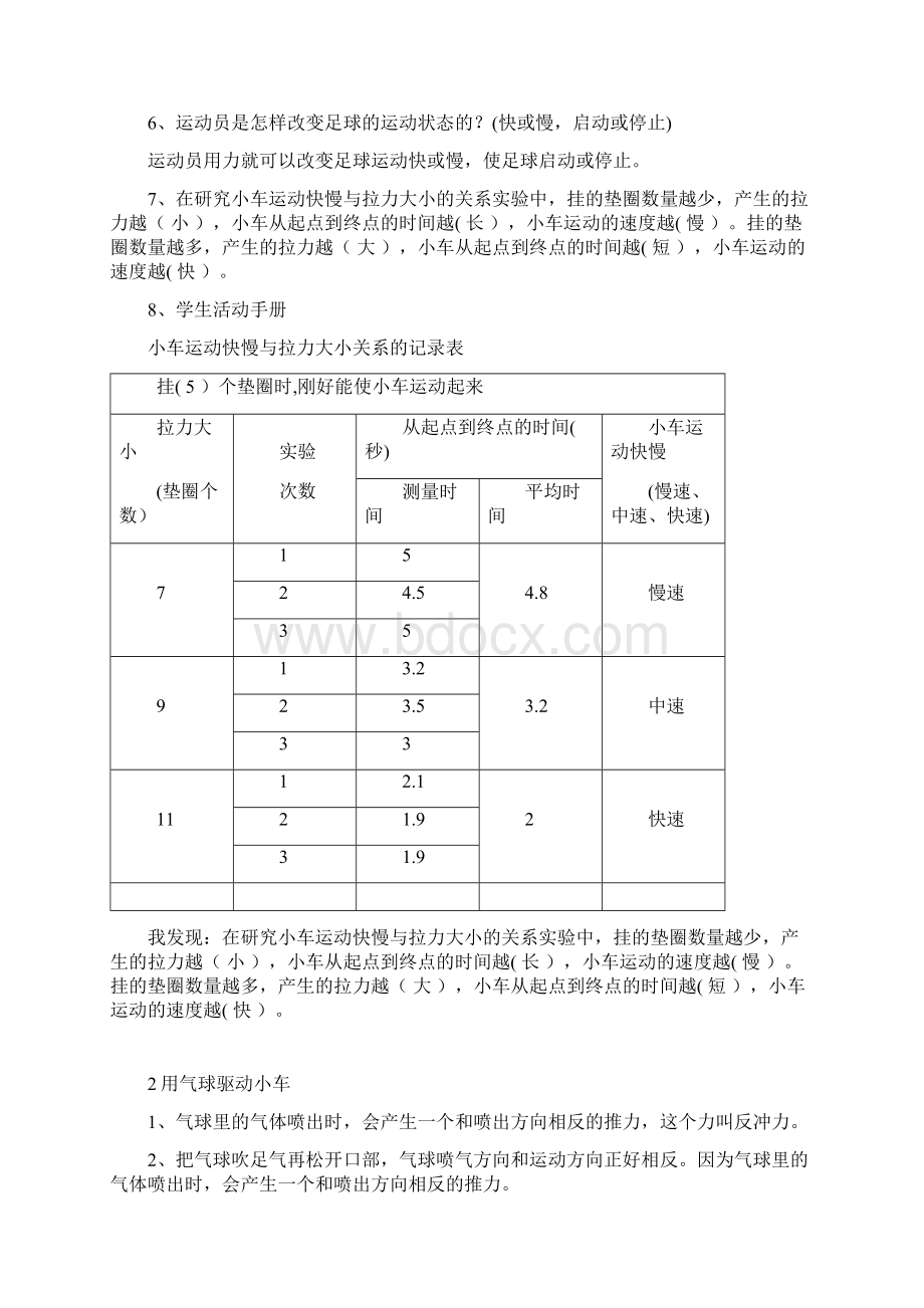 新教科版四年级上册科学第三单元《运动和力》知识点整理文档格式.docx_第2页