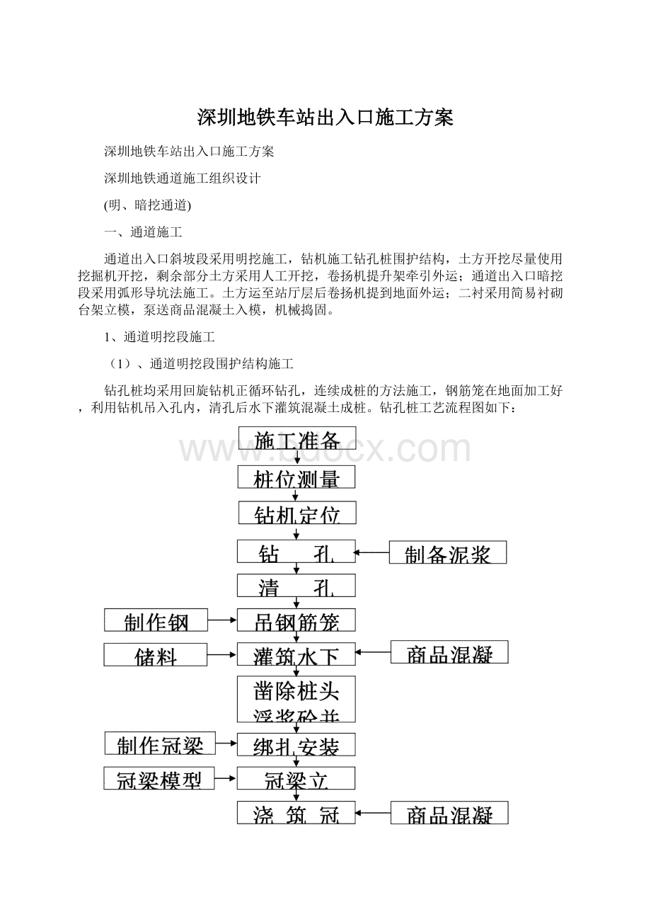 深圳地铁车站出入口施工方案Word文档下载推荐.docx_第1页