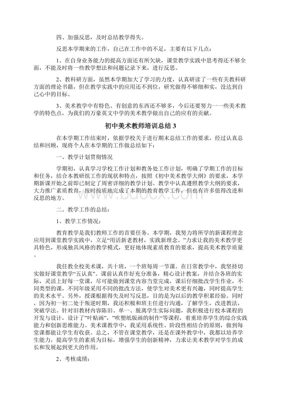 初中美术教师培训总结6篇.docx_第3页