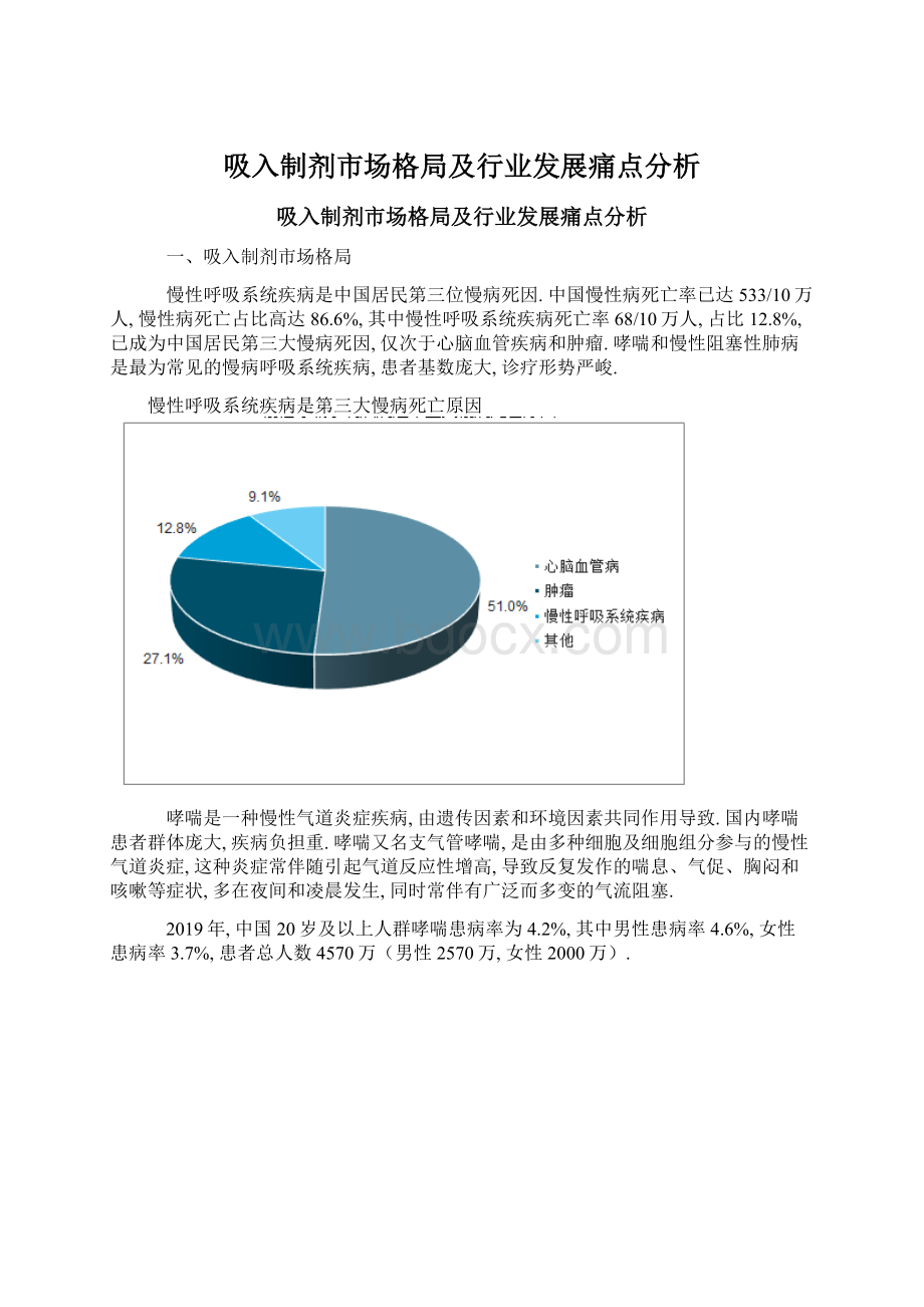 吸入制剂市场格局及行业发展痛点分析Word格式文档下载.docx