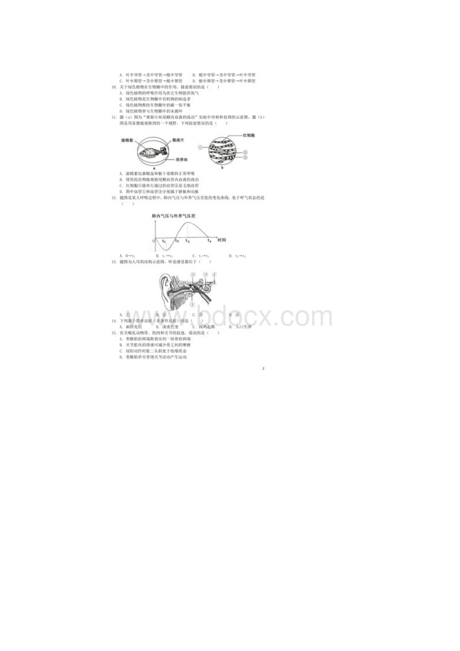 历年广东省初三生物中考真题试题及答案文档格式.docx_第2页