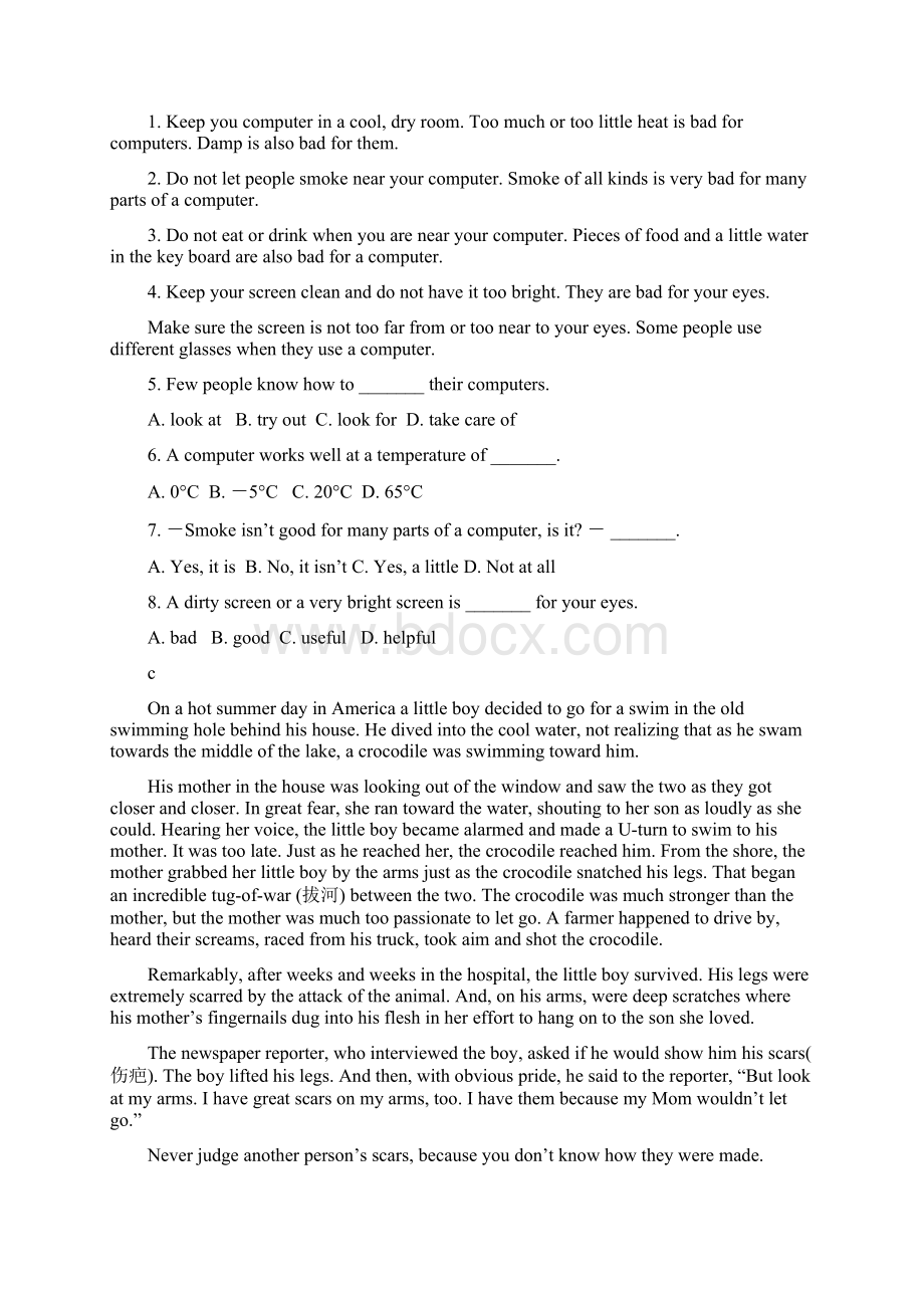 甘肃省镇原县二中学年高二英语上学期第一次月考试题无答案Word文档下载推荐.docx_第3页