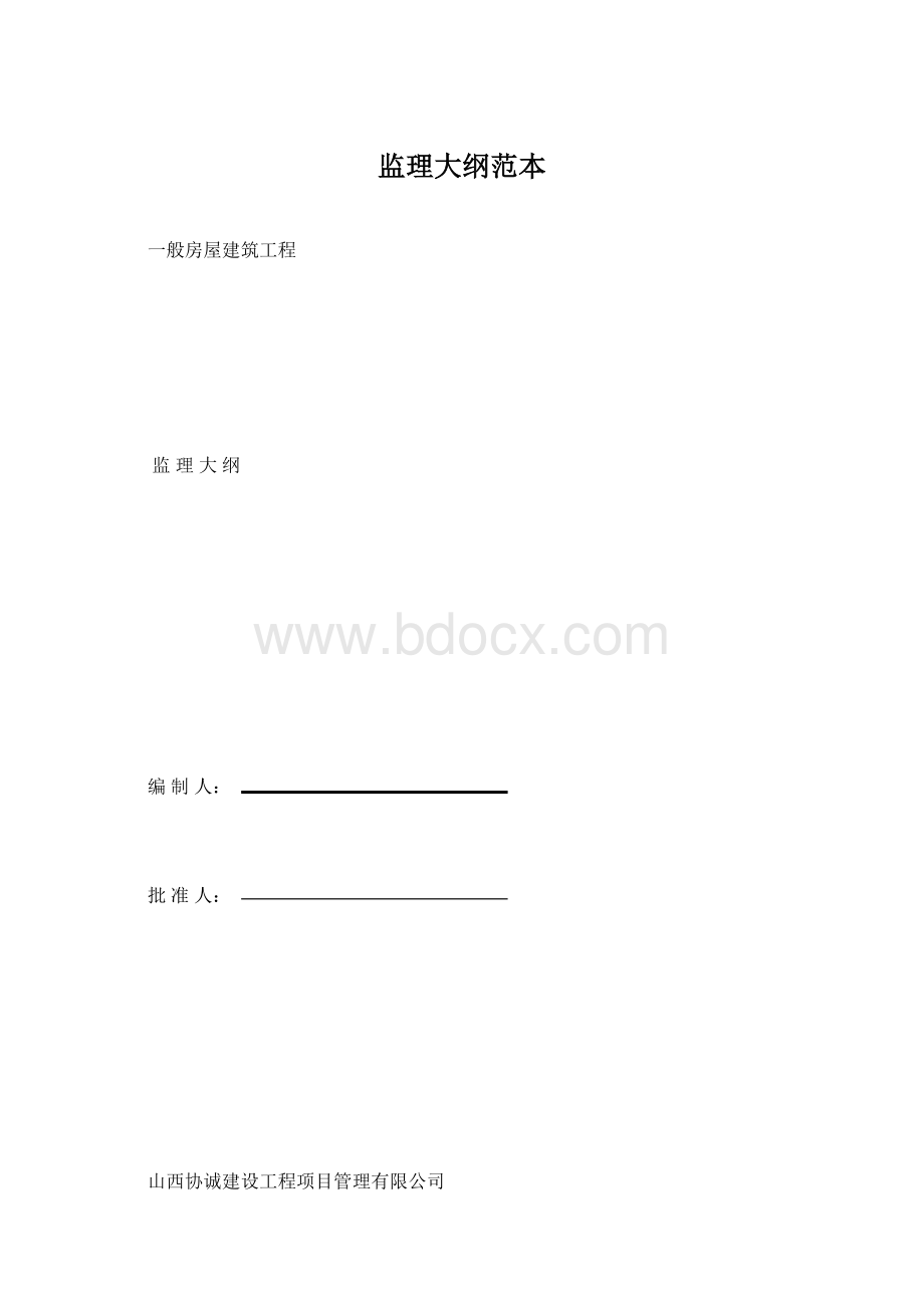 监理大纲范本Word格式.docx