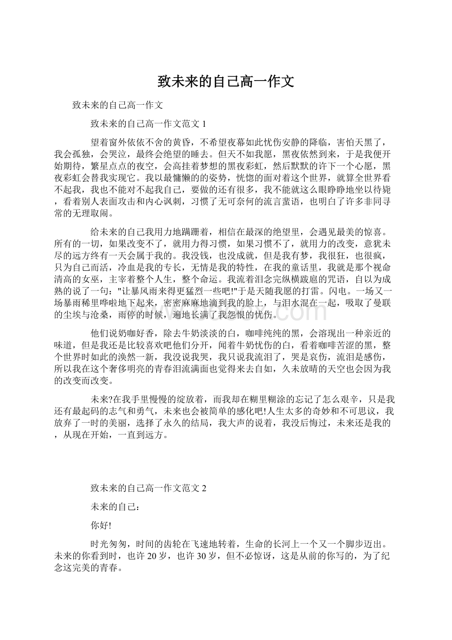 致未来的自己高一作文文档格式.docx