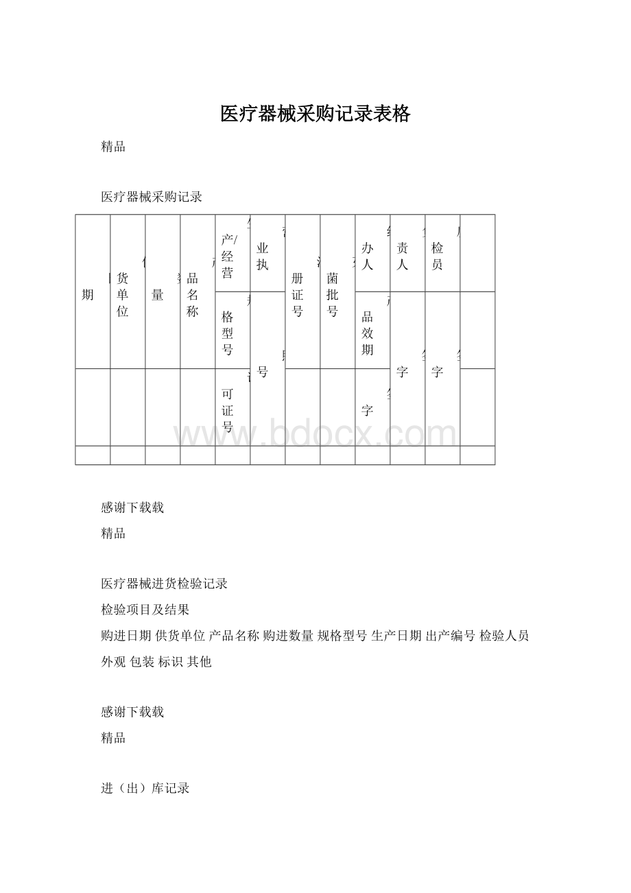 医疗器械采购记录表格.docx_第1页