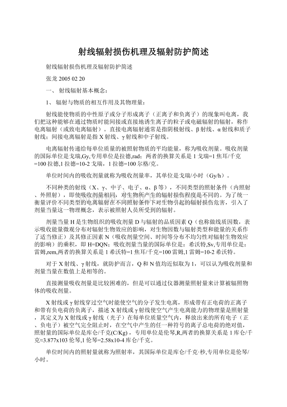 射线辐射损伤机理及辐射防护简述.docx_第1页