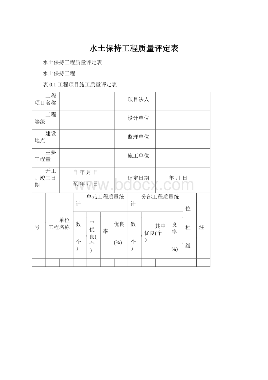 水土保持工程质量评定表.docx_第1页