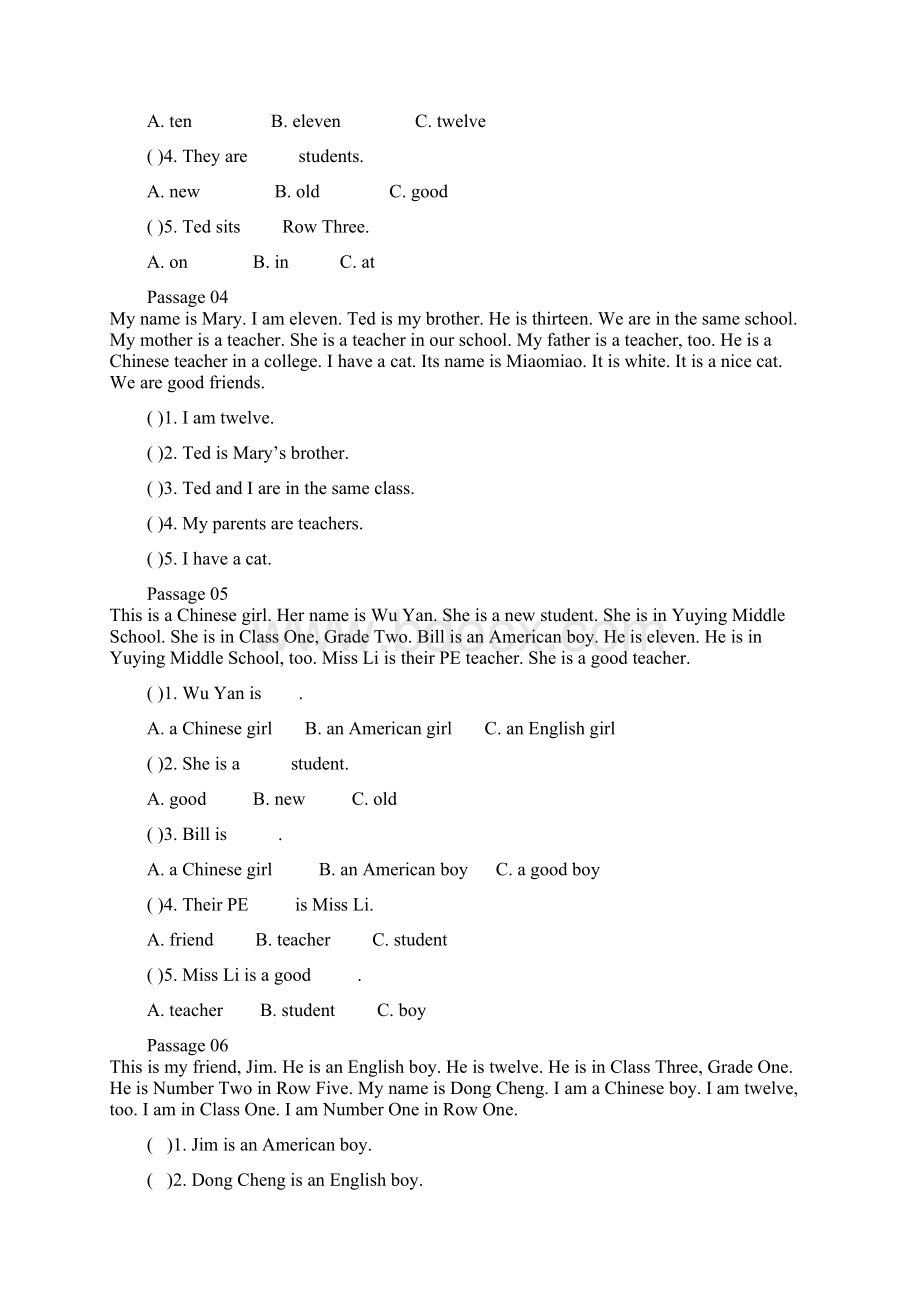 完整版PEP小学英语五年级上册阅读理解练习.docx_第2页