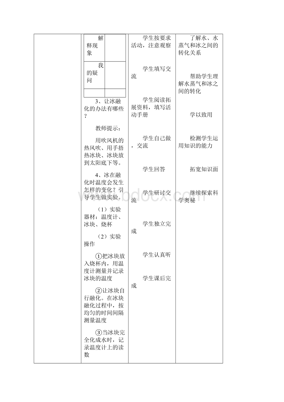 科学教科版小学科学三年级上册14《冰融化了》教案Word下载.docx_第3页