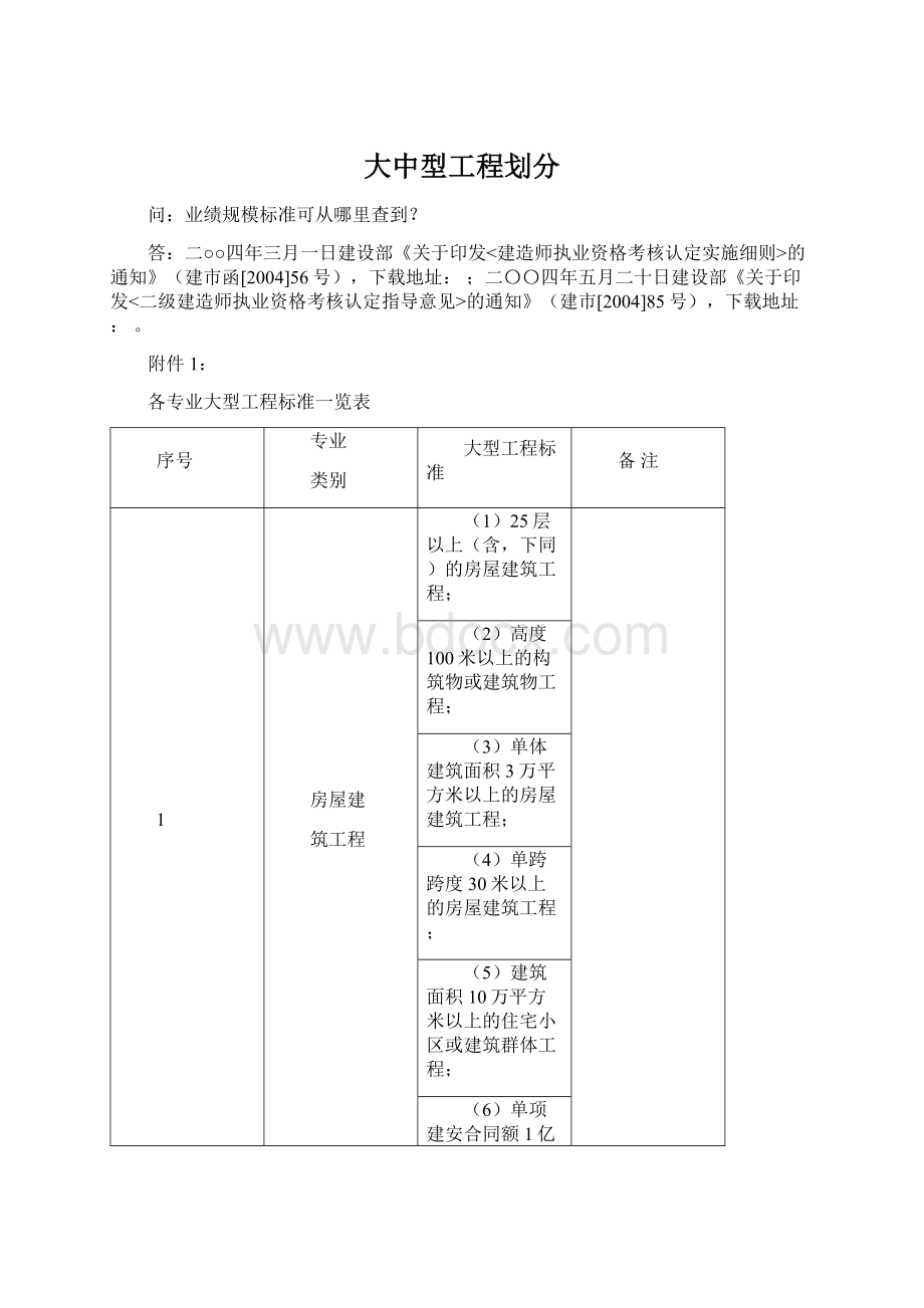 大中型工程划分.docx