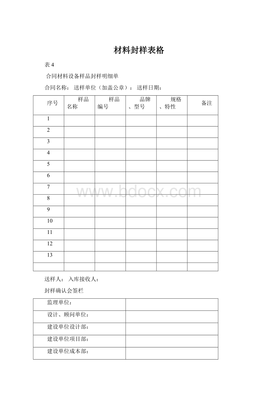 材料封样表格Word格式文档下载.docx