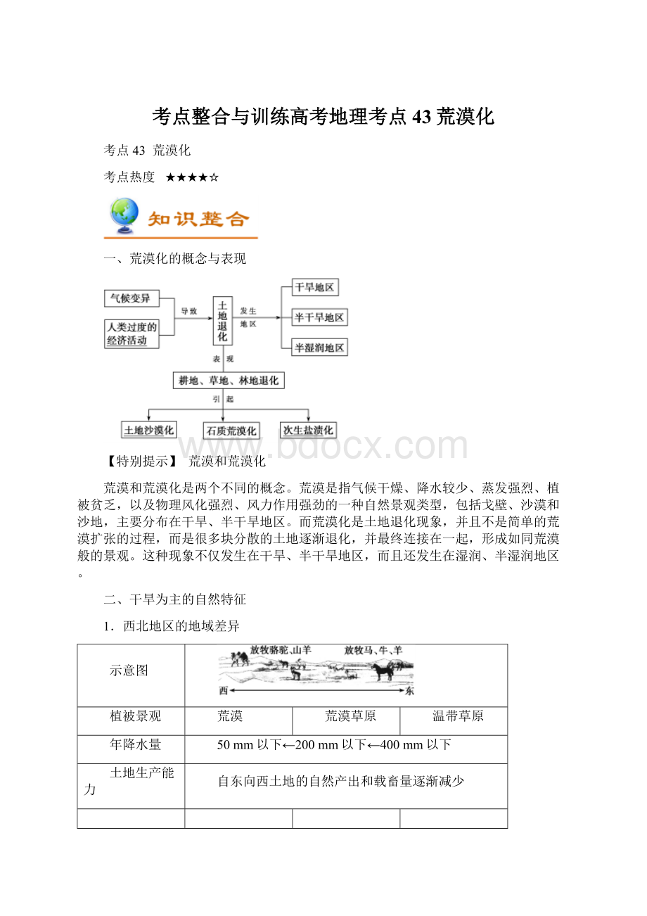 考点整合与训练高考地理考点43荒漠化Word文件下载.docx_第1页