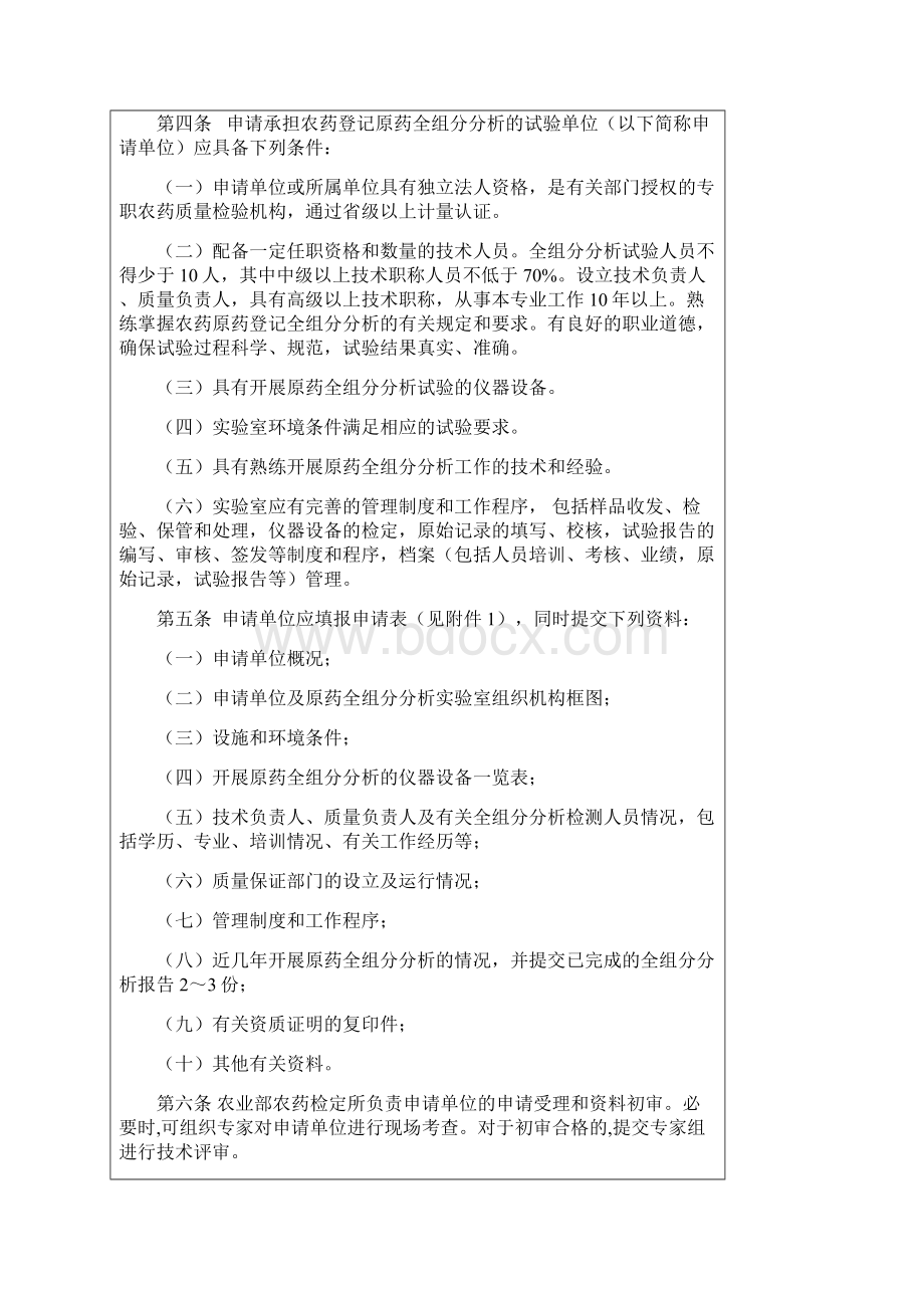 农药登记原药全组分分析试验单位管理办法Word文档下载推荐.docx_第2页