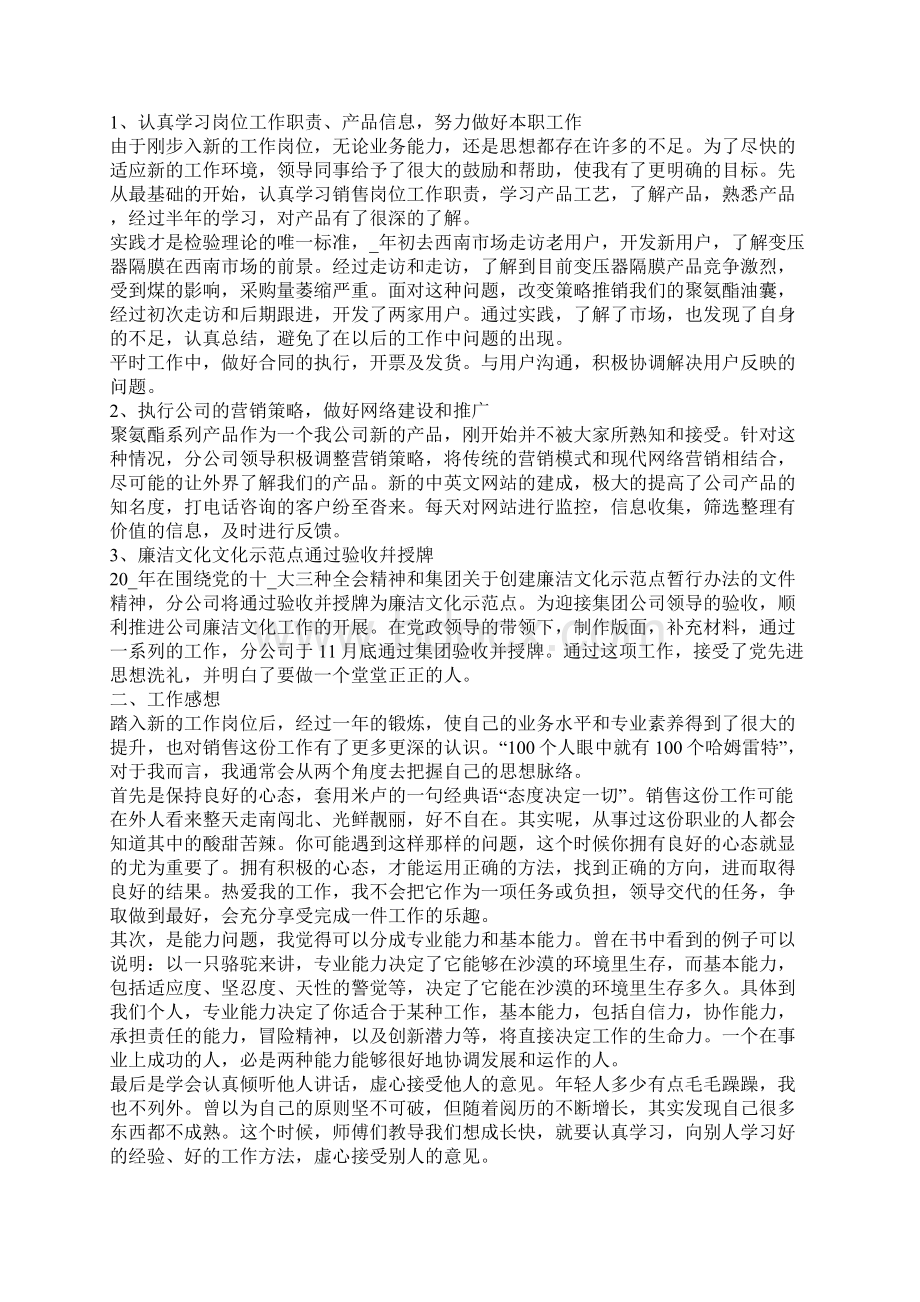 销售人员年终工作总结范文Word格式.docx_第2页