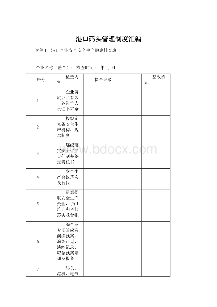 港口码头管理制度汇编Word文档下载推荐.docx