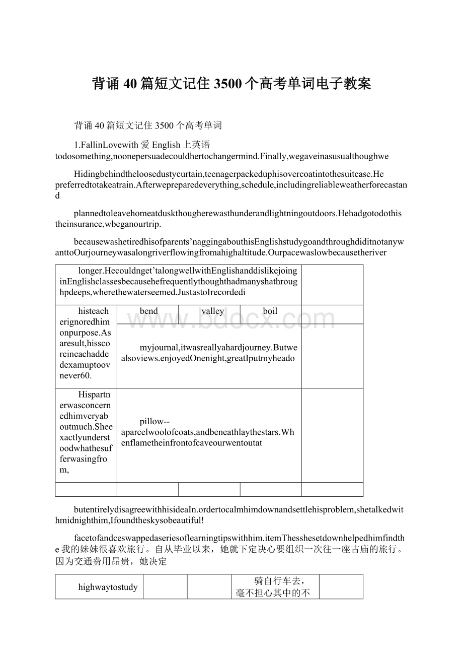 背诵40篇短文记住3500个高考单词电子教案.docx_第1页