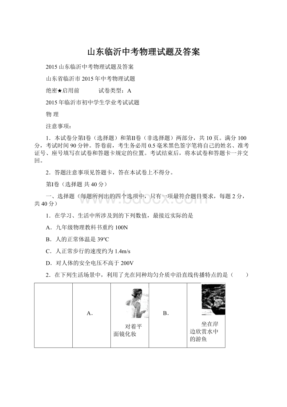 山东临沂中考物理试题及答案文档格式.docx