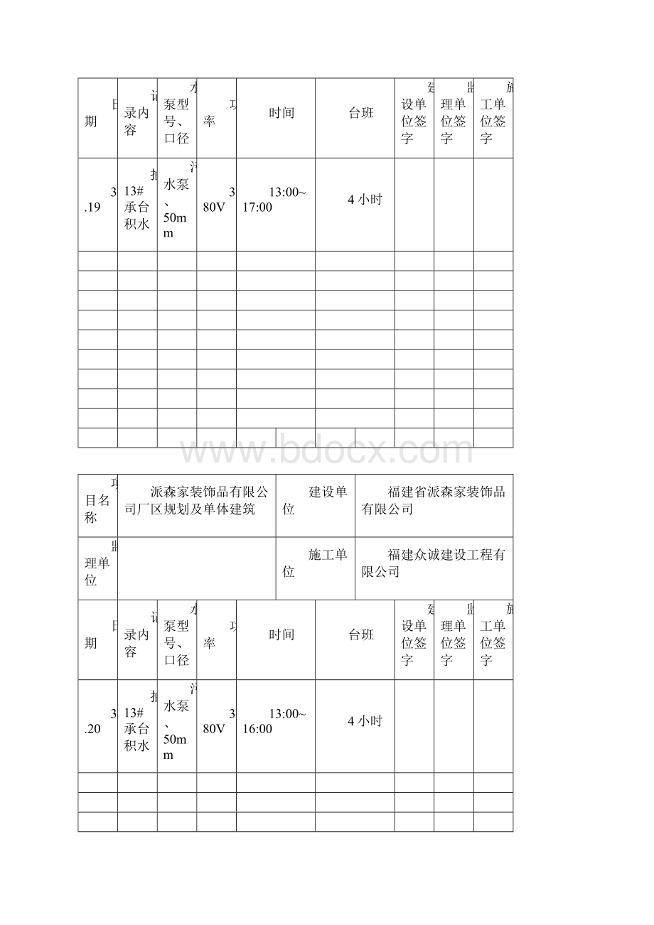 现场抽水台班记录表Word格式.docx_第2页