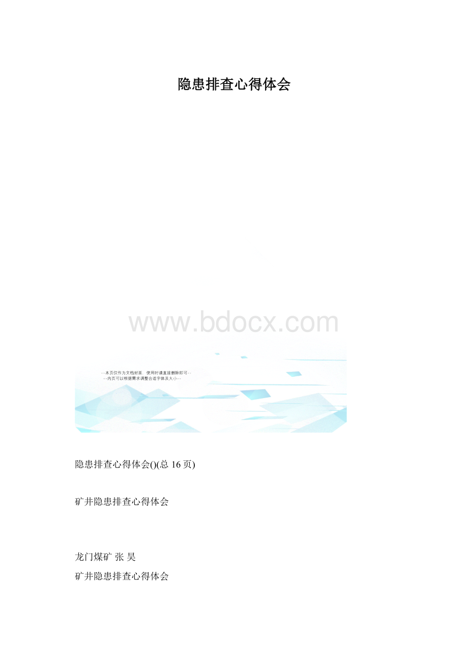 隐患排查心得体会Word格式文档下载.docx