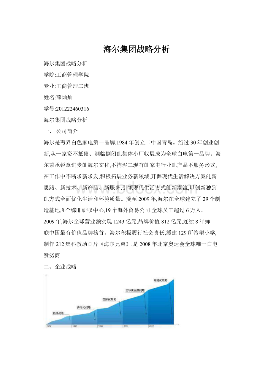 海尔集团战略分析Word文档格式.docx