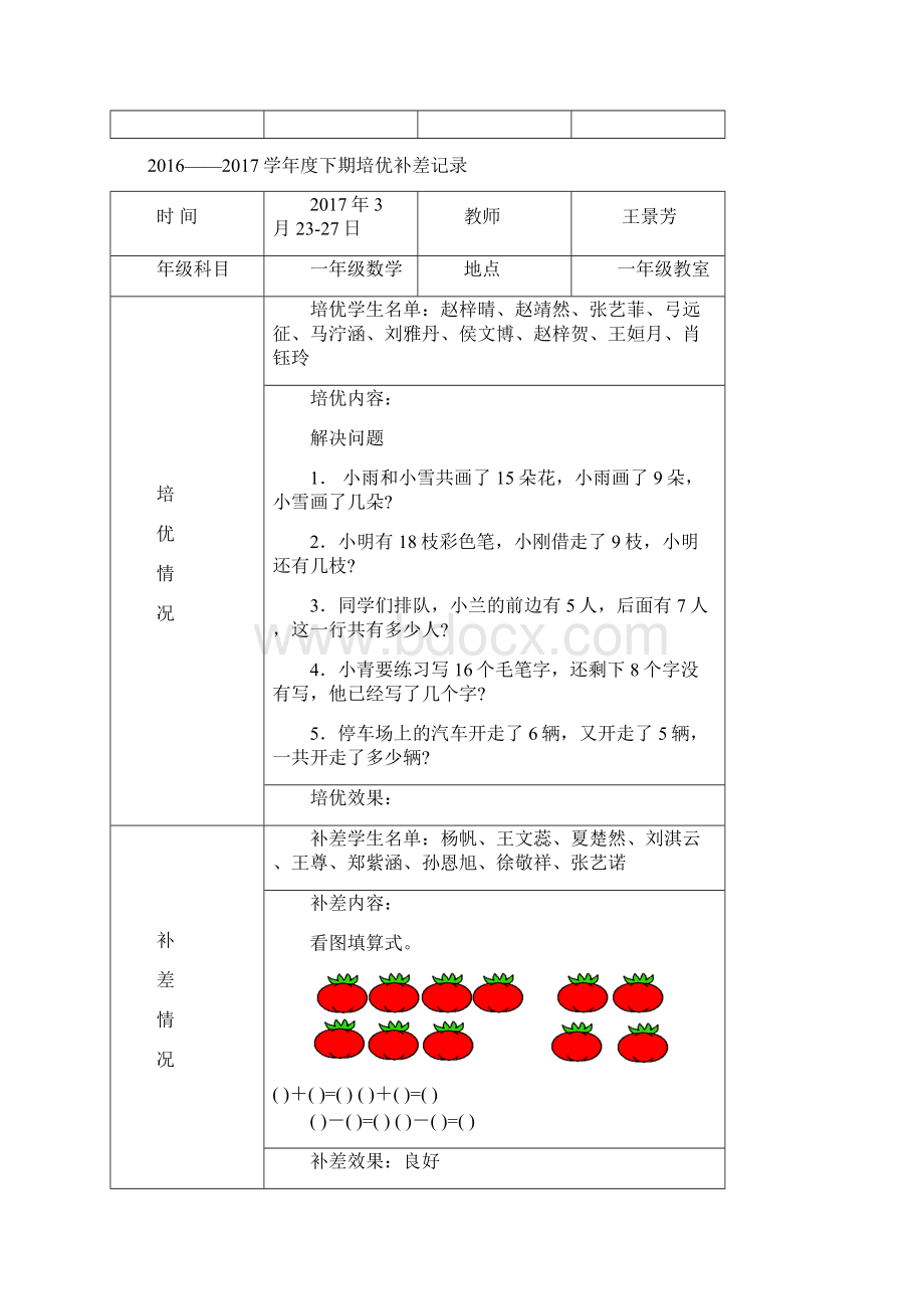 下学期一年级数学培优补差记录文档格式.docx_第3页