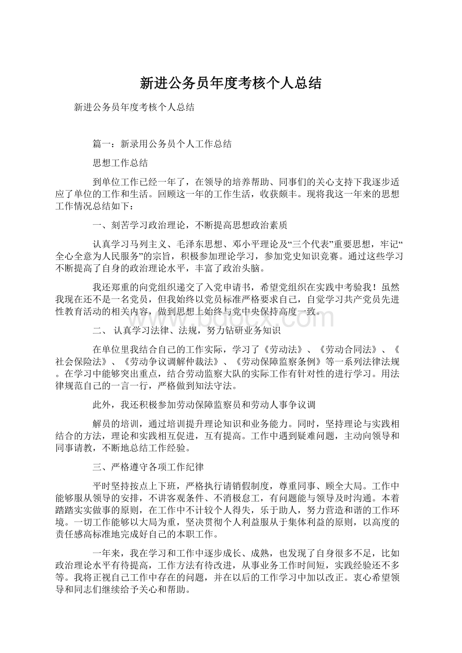 新进公务员年度考核个人总结.docx