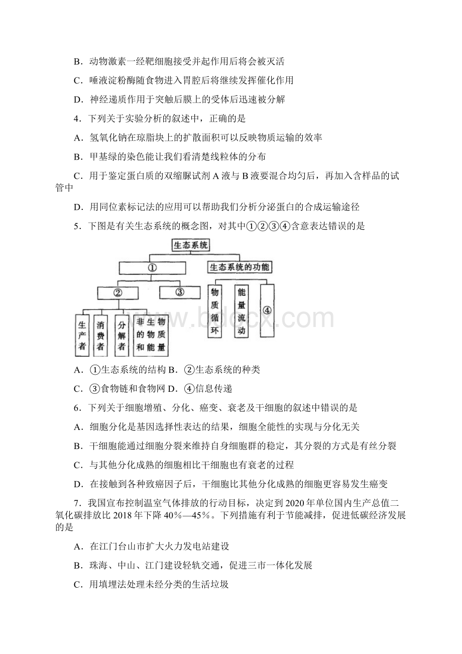 最新江门市届高三调研测试理综 精品.docx_第2页