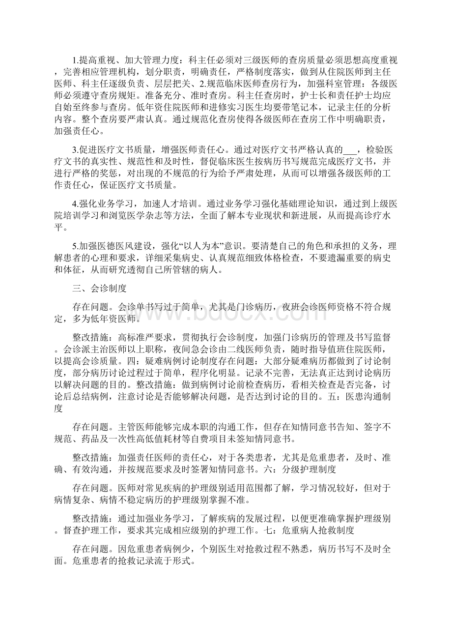 医疗核心制度督导检查与整改措施Word格式.docx_第2页