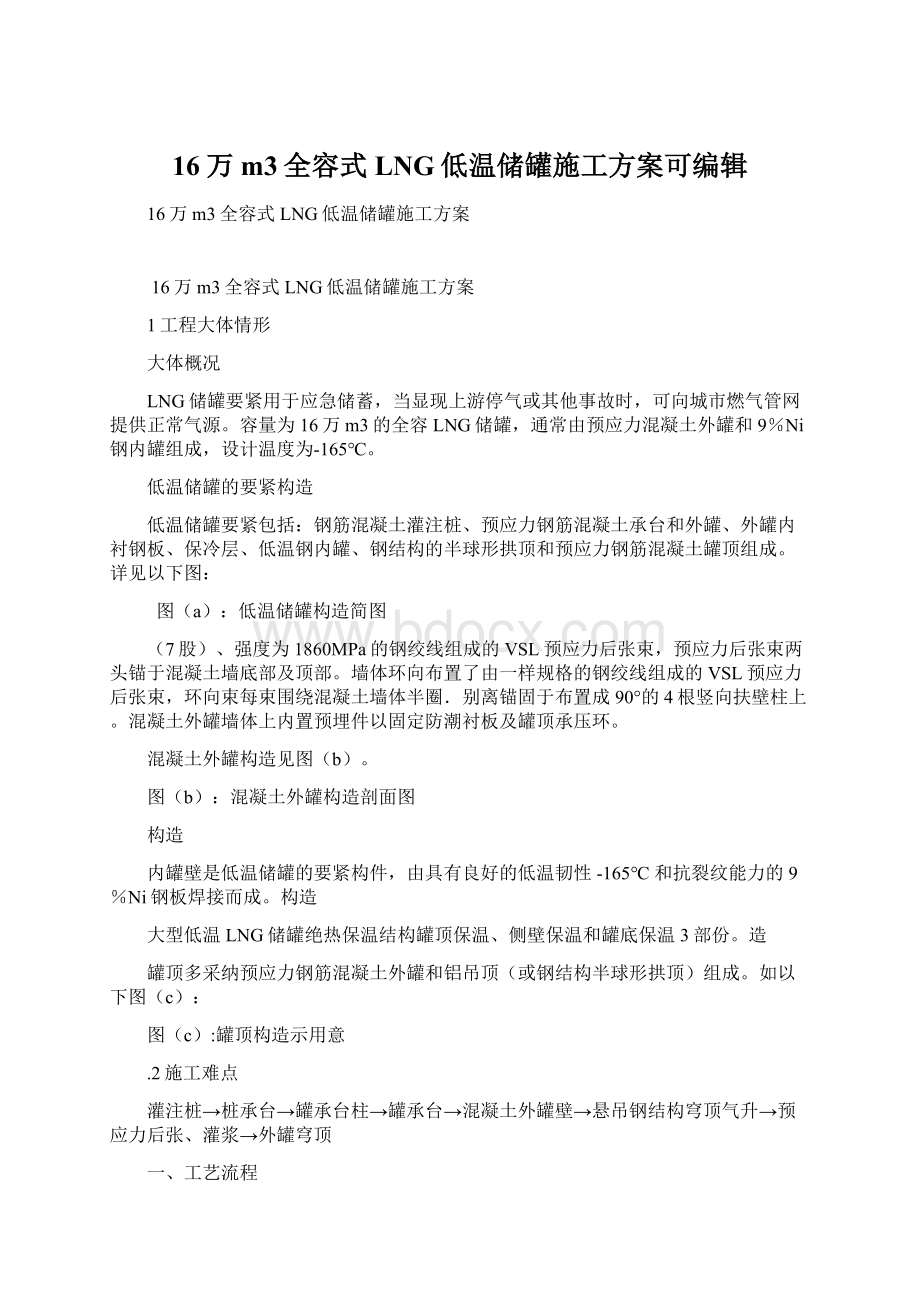 16万m3全容式LNG低温储罐施工方案可编辑Word文档格式.docx